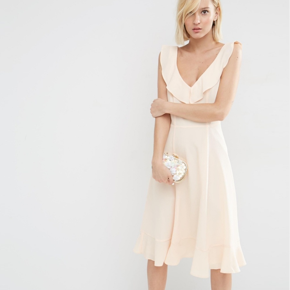 Asos Skater Midi Frill Summer Dress